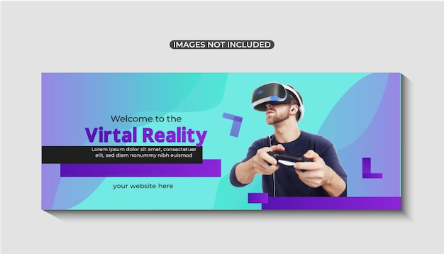 flat design technology facebook cover template