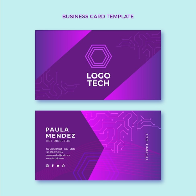 Vector flat design technology horizontal business card