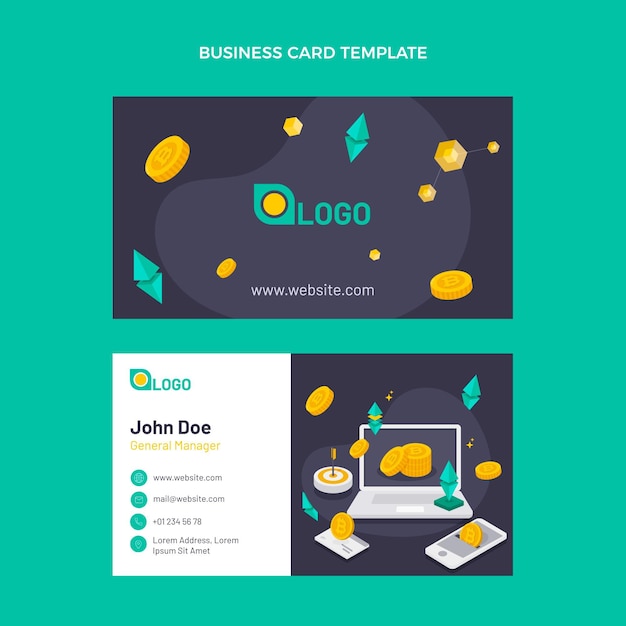 Flat design technology horizontal business card