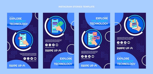 Storie di instagram con tecnologia di design piatto