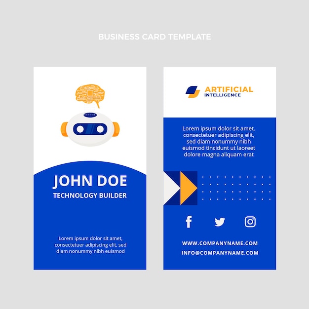 Flat design technology vertical business card