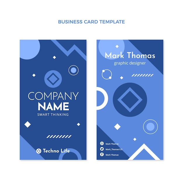 Flat design technology vertical business card
