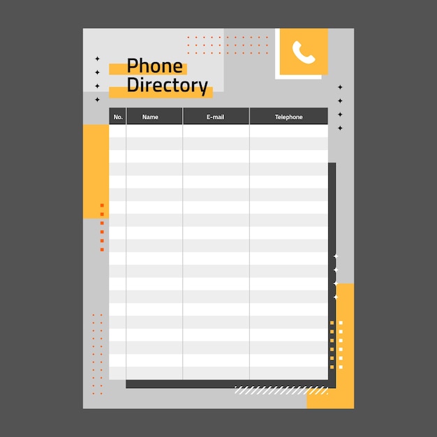 Vector flat design telephone directory template design