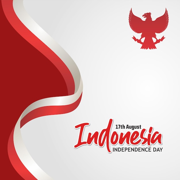 Modello di design piatto 17 agosto felice festa dell'indipendenza dell'indonesia
