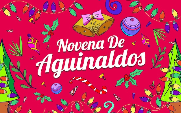 Novena De Aguinaldos를 기념하는 평면 디자인 템플릿 배너 디자인