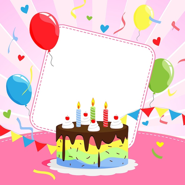 Flat design template happy birth day background