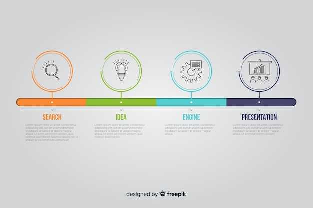 Cronologia infografica modello design piatto