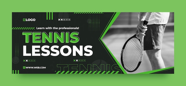 Vettore copertina facebook del club di tennis dal design piatto