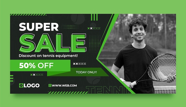 Vettore banner di vendita di club di tennis design piatto