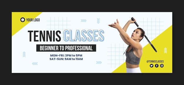 flat design tennis game facebook cover