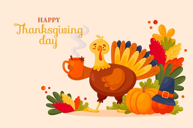 Flat design thanksgiving background