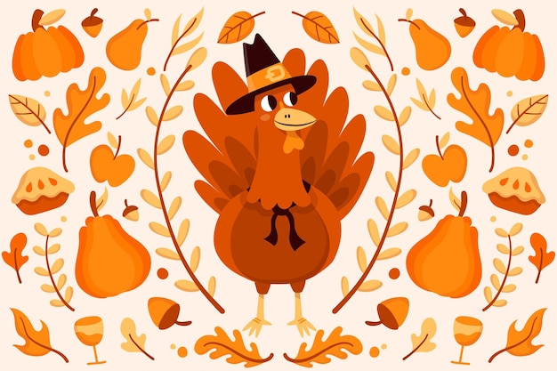 Vector flat design thanksgiving background