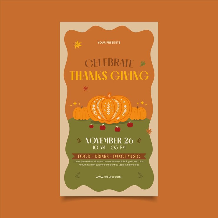 Vector flat design thanksgiving social media story template