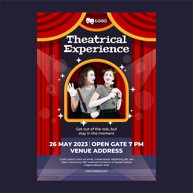 Vector flat design theatre show poster template