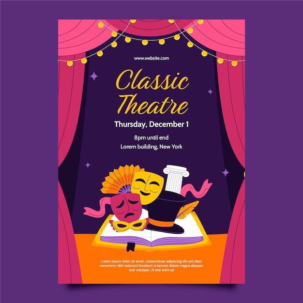 Flat design theatre show poster