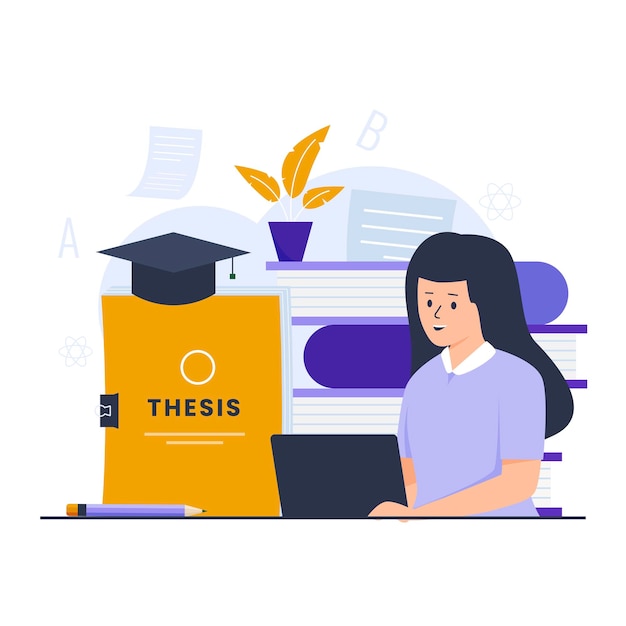 Flat design of thesis illustration concept. Illustration for websites, landing pages, mobile applications, posters and banners