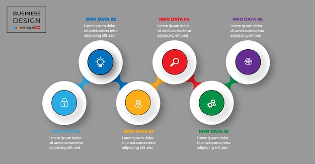 Flat design timeline infographic in different colors