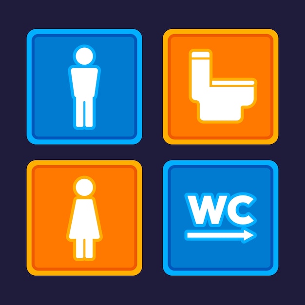 Вектор Плоский дизайн туалетных иконок