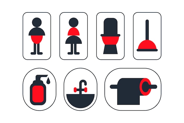 Flat design toilet icons label collection