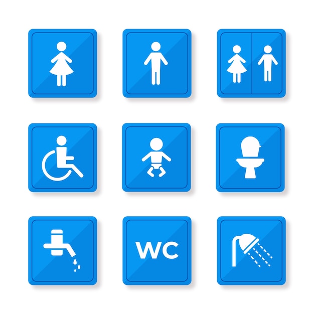 Vector flat design toilet icons label collection