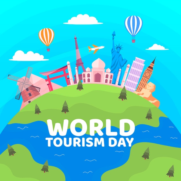 Flat design tourism day concept