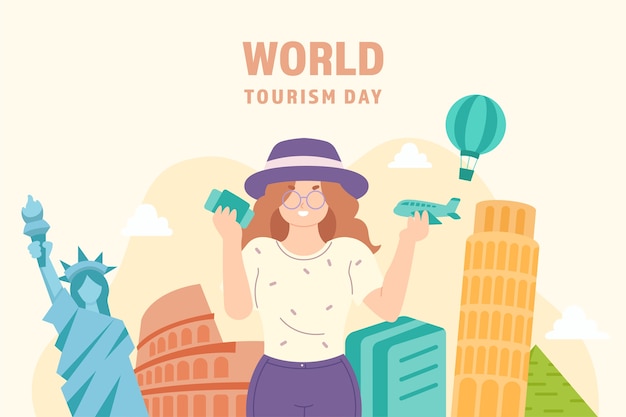 Vector flat design tourism day illustration