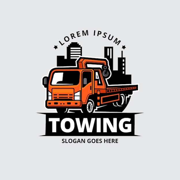 Flat design towing logo template