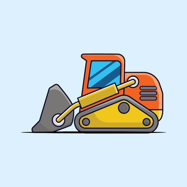Flat design tractor excavator collection vehicle cartoon building transportation isolated