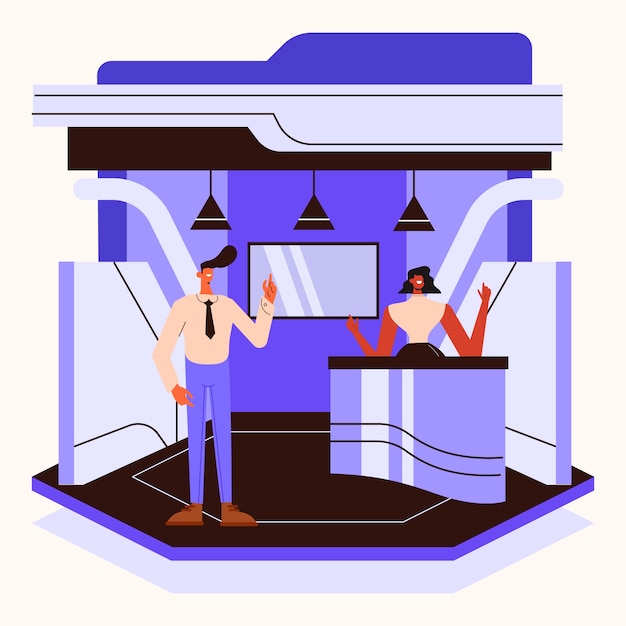 Vector flat design trade show illustration