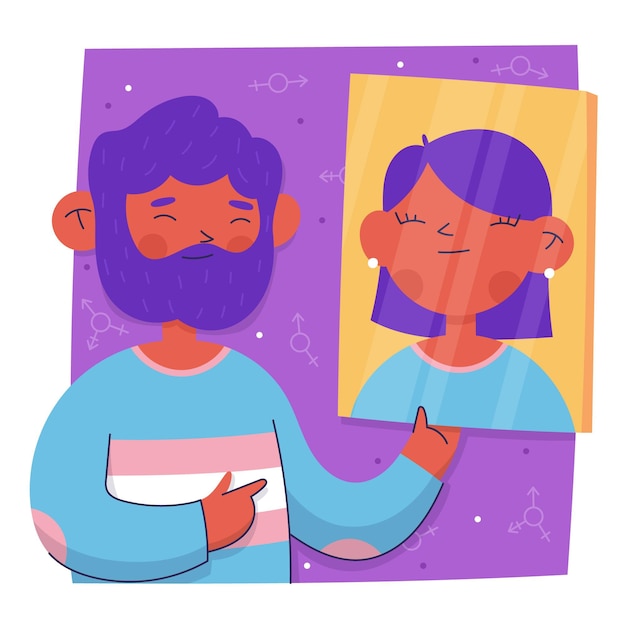 Flat design transgender person illustration