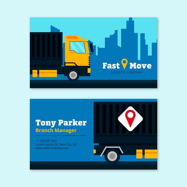 Vector flat design transport business card