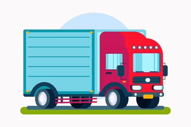 Vector flat design transport truck