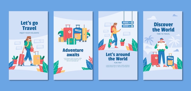 flat design travel adventure  instagram stories