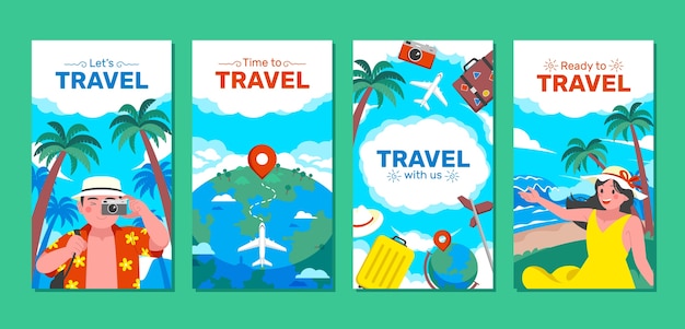 Flat design travel adventure instagram stories