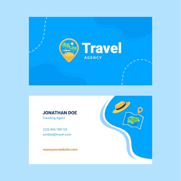 Flat design travel agency horizontal business card