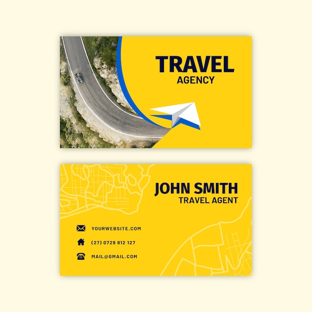 Flat design travel agency horizontal business card