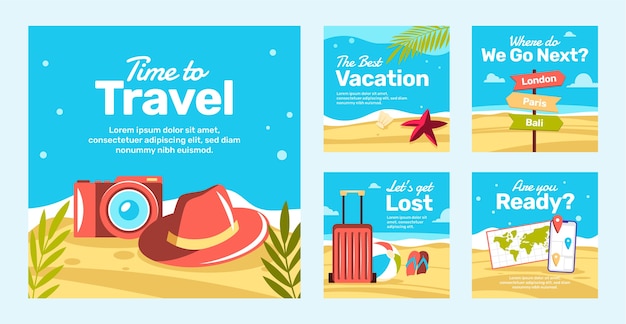 Flat design travel agency instagram post