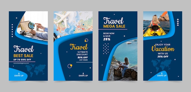 Flat design travel agency instagram stories