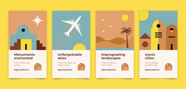 Vector flat design travel agency instagram stories