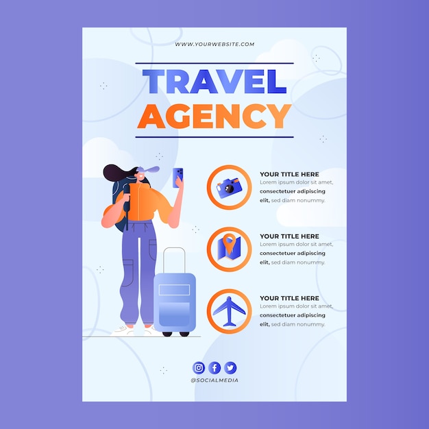 Flat design travel agency poster template