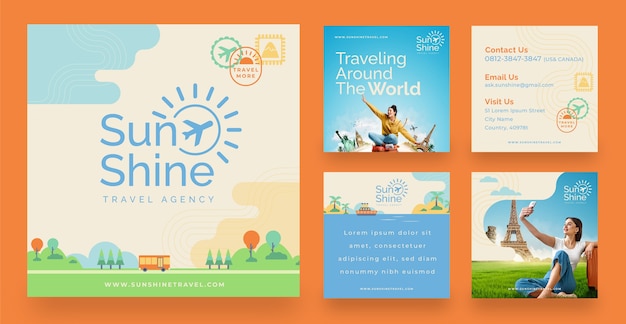 Vector flat design travel agency template