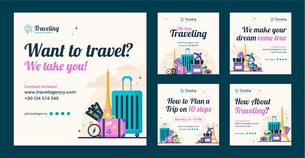 Flat design travel agency template