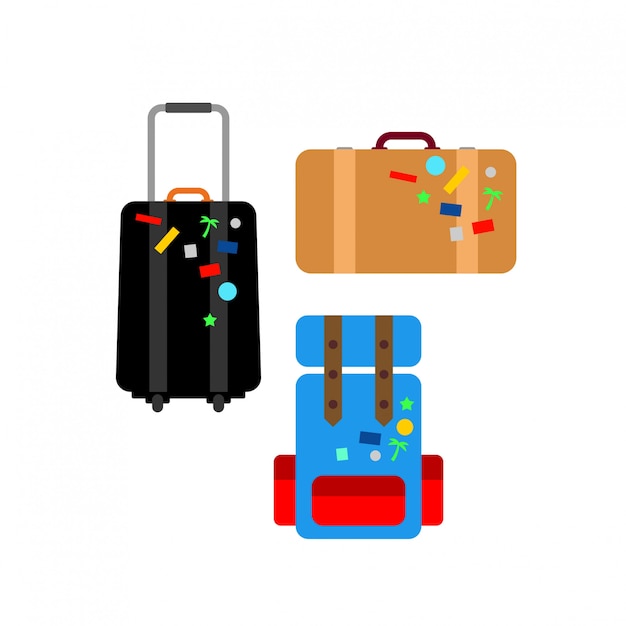 Vector flat design travel bag set