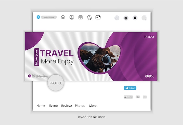 flat design of travel facebook cover vector tamplte