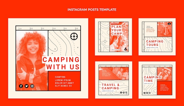 Post di instagram di viaggio design piatto