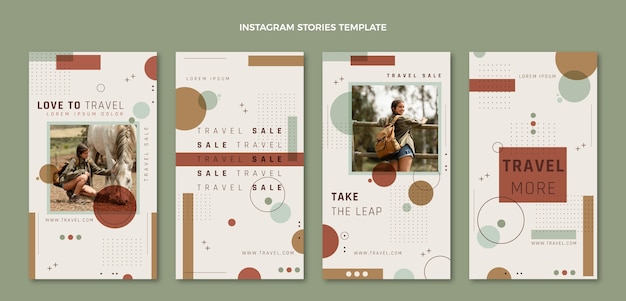 Flat design travel instagram stories