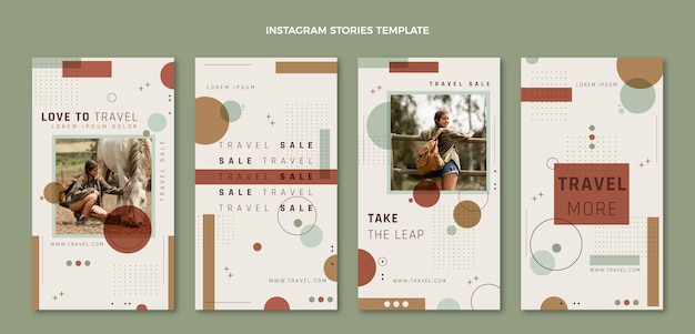 Vector flat design travel instagram stories