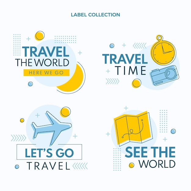 Flat design travel label collection