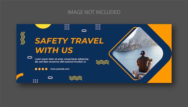 Flat design travel sale banner template premium vector