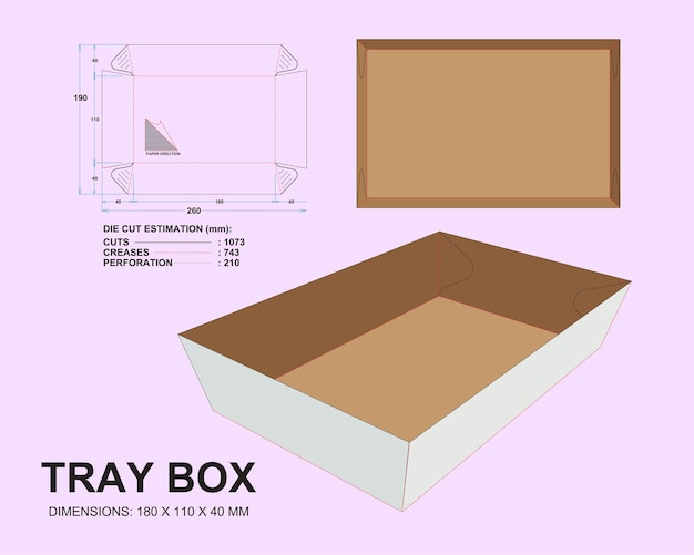 평면 디자인 트레이 도시락 다이 컷 템플릿 포장